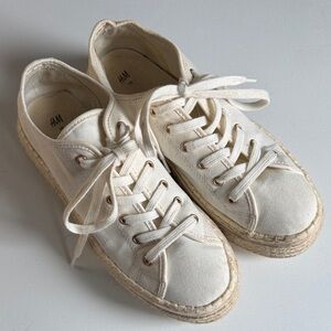 H&M Cream Canvas Espadrille Sneakers with Rope Sole